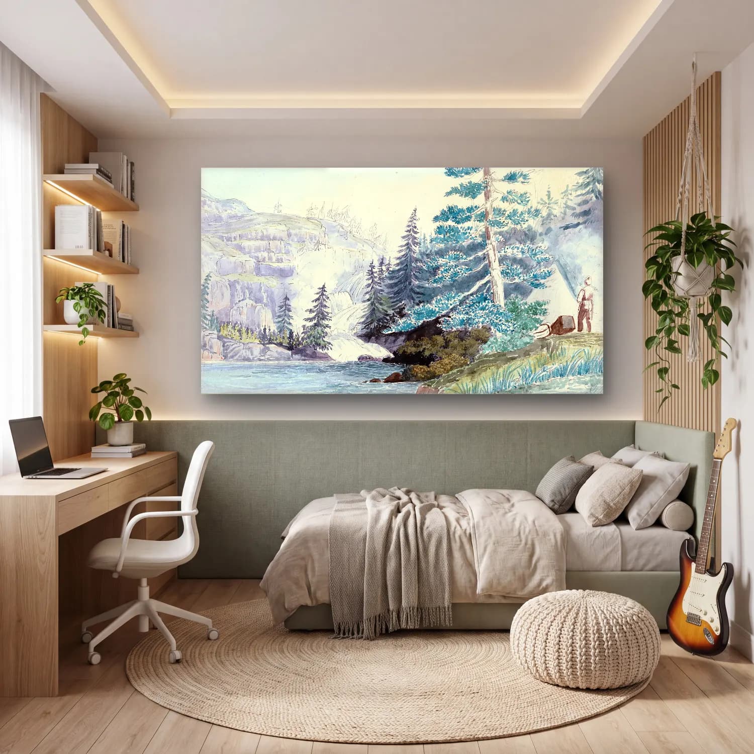 Charles Hamilton Smith – Beverley’s Falls, Mouth of Hoar Frost River cam tablo — genç odasında