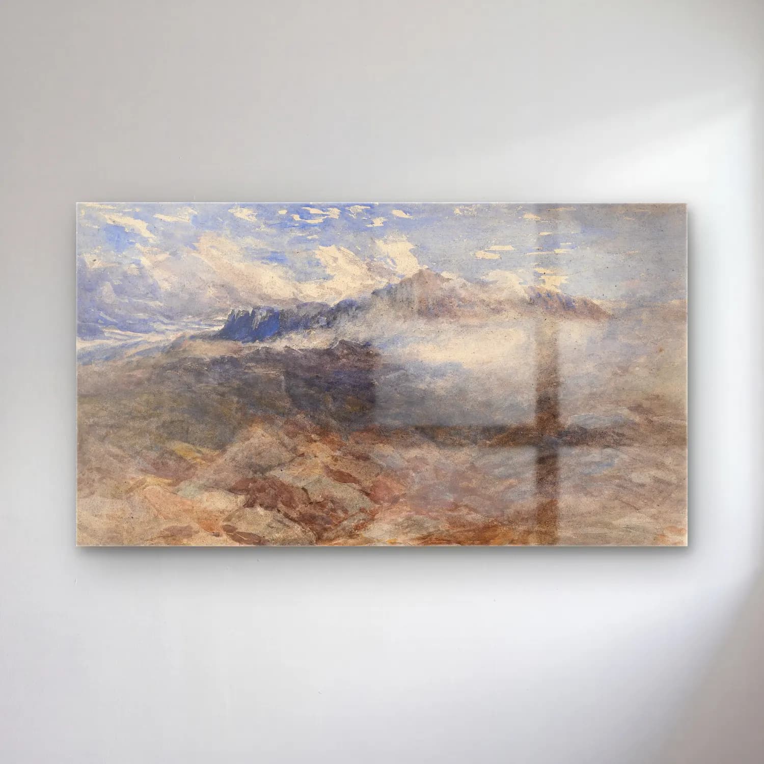 David Cox – Mountain Heights, Cader Idris cam tablo — David Cox – Mountain Heights, Cader Idris — suluboya dağ manzarası