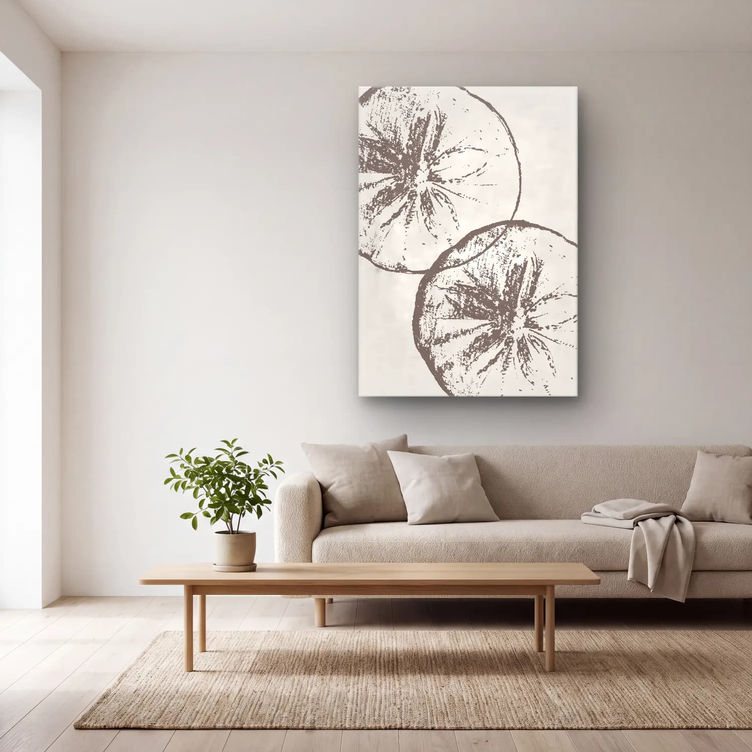 Çizgi Sanatı Lotus Çiçekleri – Siyah Beyaz Tonlar cam tablo — açık renk salonda