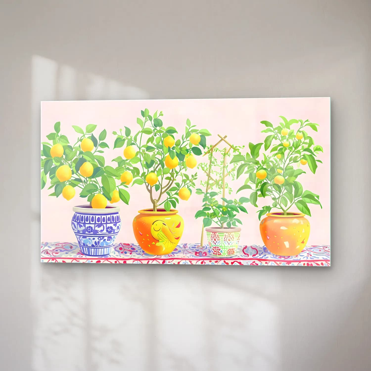 Vintage Limonlar – Turuncu Tonlar cam tablo — sağ açıdan görünüm