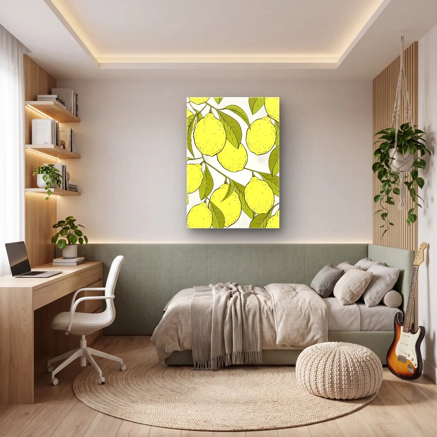 Botanik İllüstrasyon Limonlar No. 3 cam tablo — genç odasında