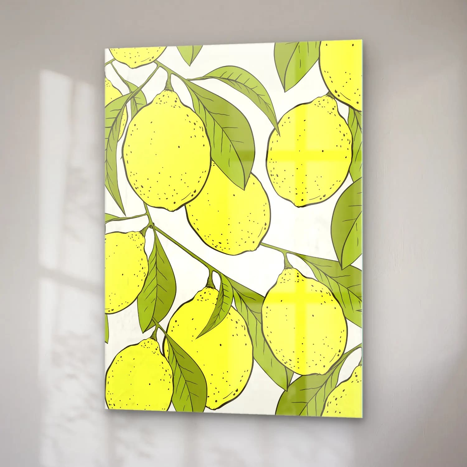 Botanik İllüstrasyon Limonlar No. 3 cam tablo — sağ açıdan görünüm