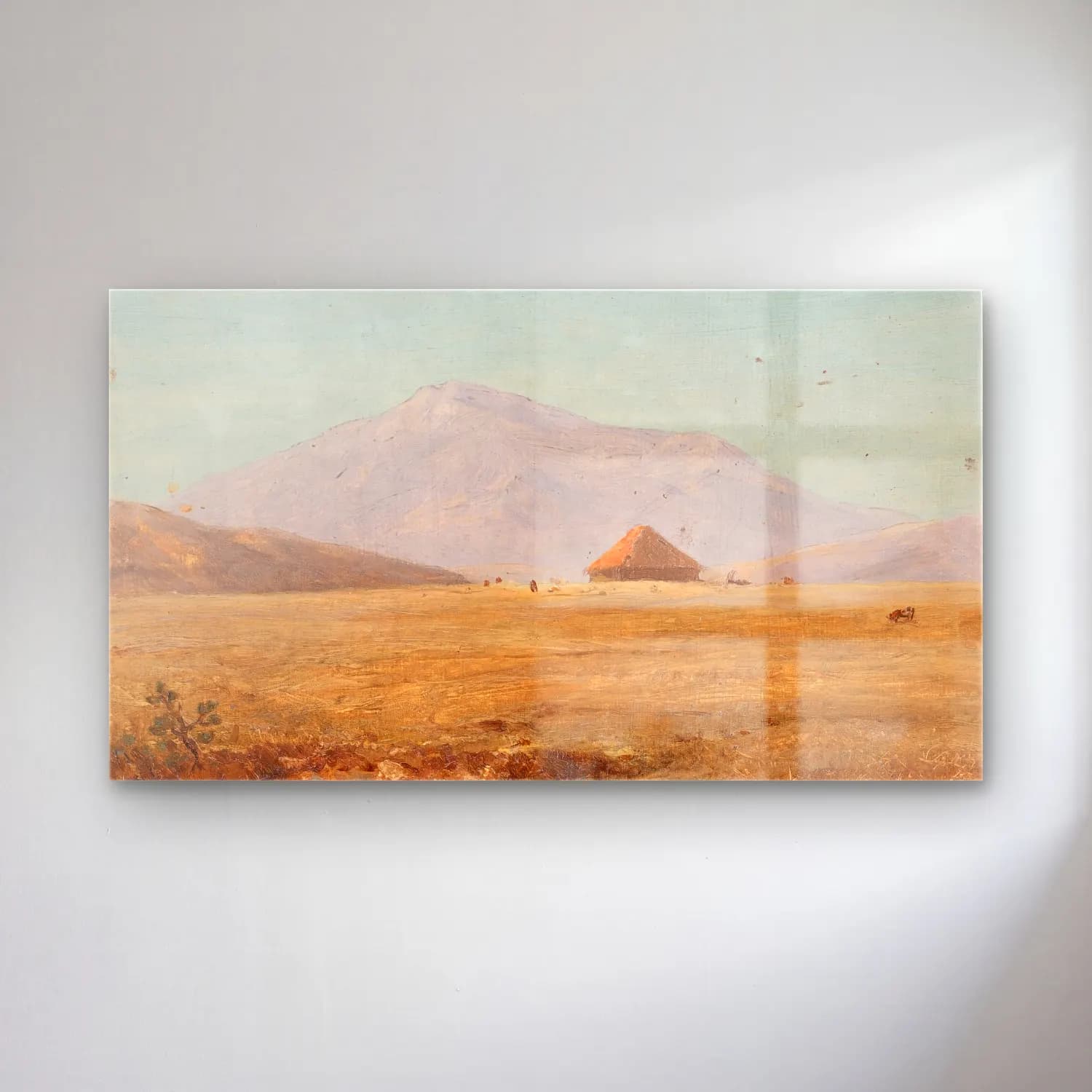 Frederic Edwin Church – Ecuador, mountain plateau with hut cam tablo — Frederic Edwin Church – Ecuador, mountain plateau with hut — yağlı boya dağ manzarası