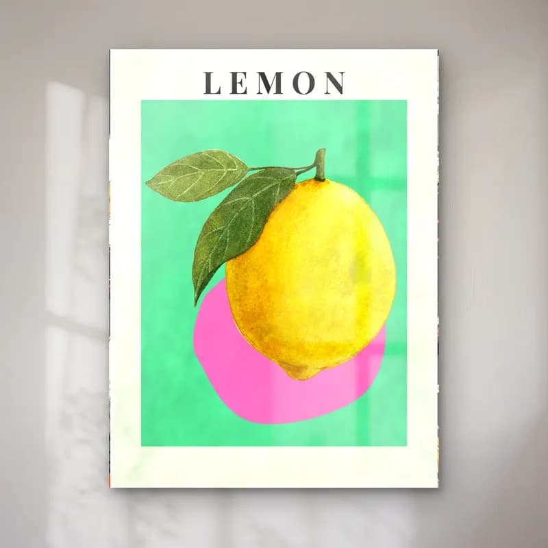 Pastel Limon Dalı – Sarı Tonlar cam tablo — Pastel Limon Dalı – Sarı Tonlar — pastel limon dalı