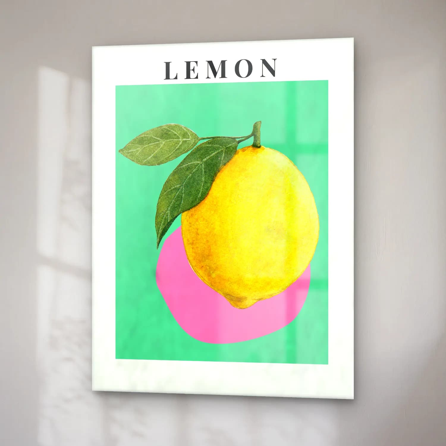 Pastel Limon Dalı – Sarı Tonlar cam tablo — sağ açıdan görünüm