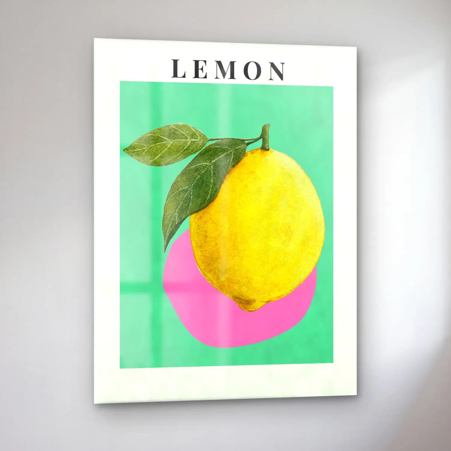 Pastel Limon Dalı – Sarı Tonlar cam tablo — sol açıdan görünüm