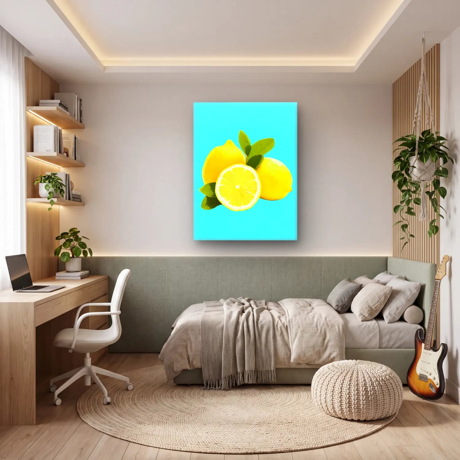 Pastel Limonlar No. 9 cam tablo — genç odasında