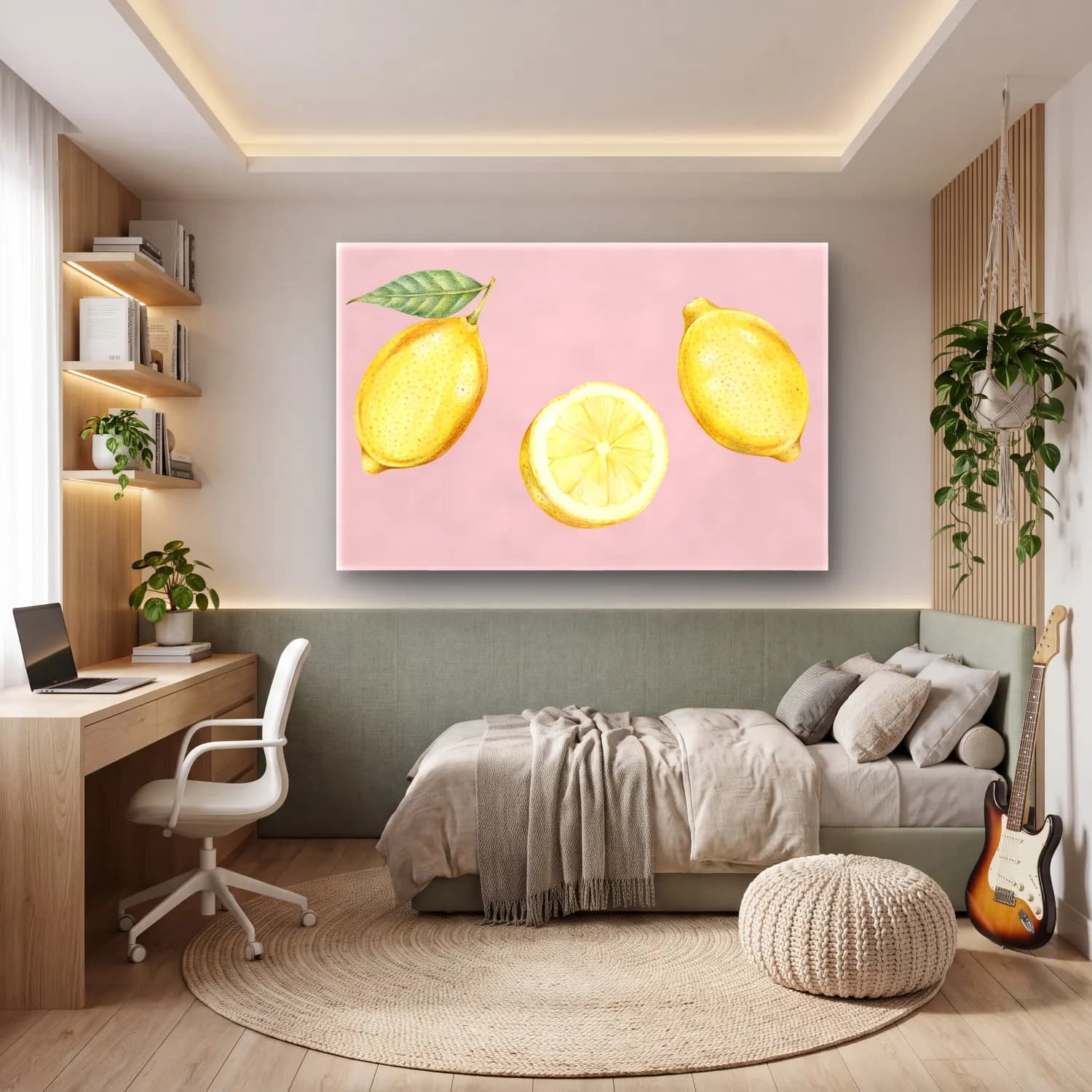 Botanik İllüstrasyon Limonlar No. 5 cam tablo — genç odasında