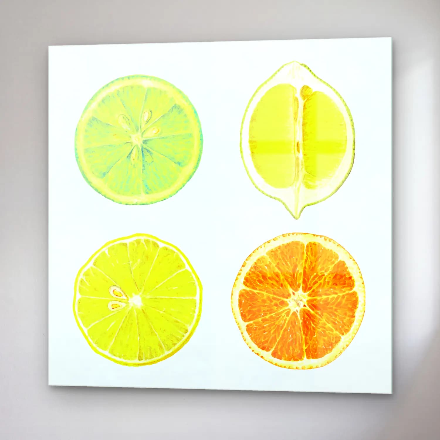 Vintage Limonlar No. 5 cam tablo — sağ açıdan görünüm