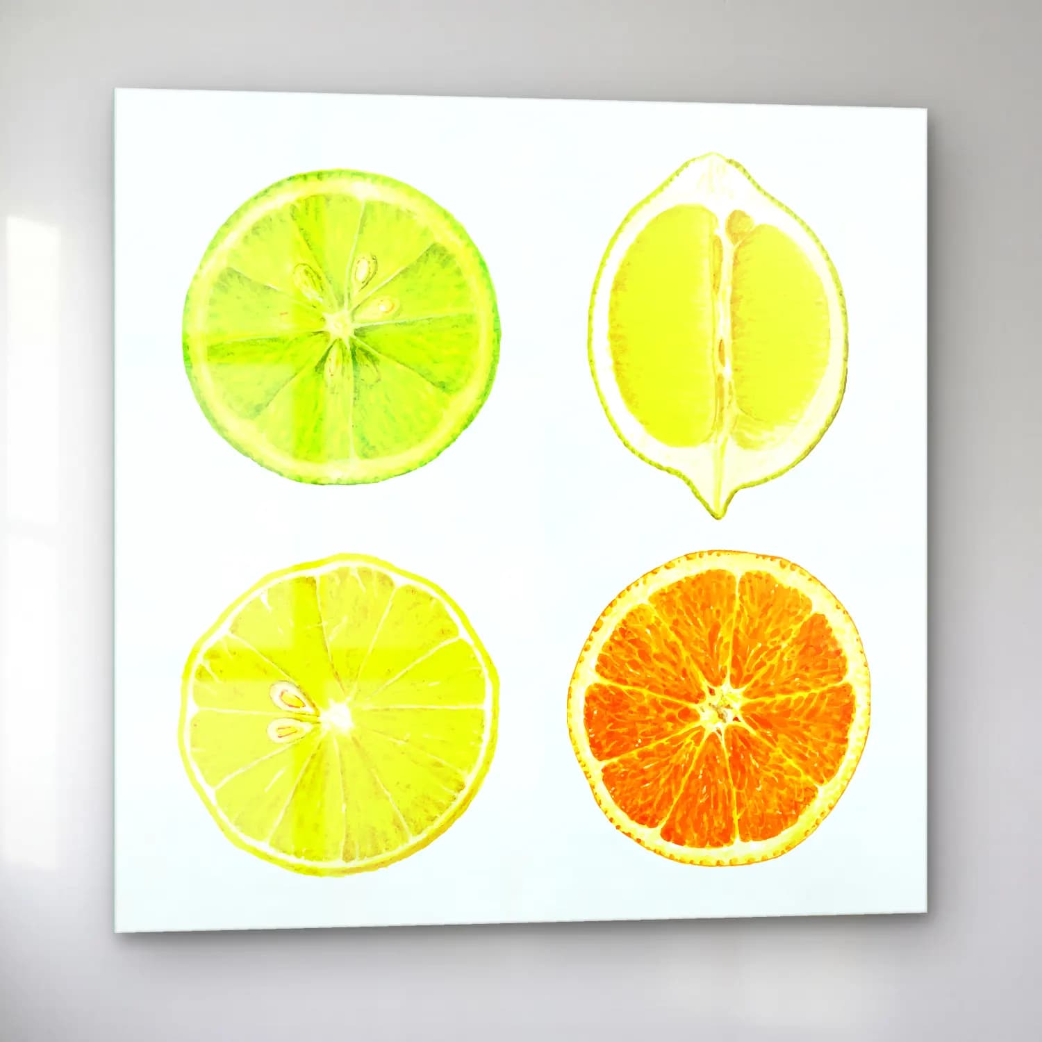 Vintage Limonlar No. 5 cam tablo — sol açıdan görünüm
