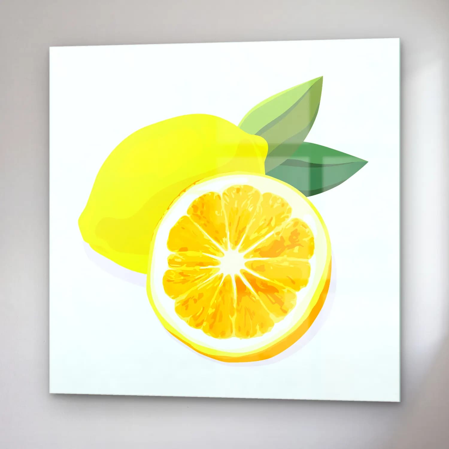 Sevimli İllüstrasyon Limonlar No. 3 cam tablo — sağ açıdan görünüm