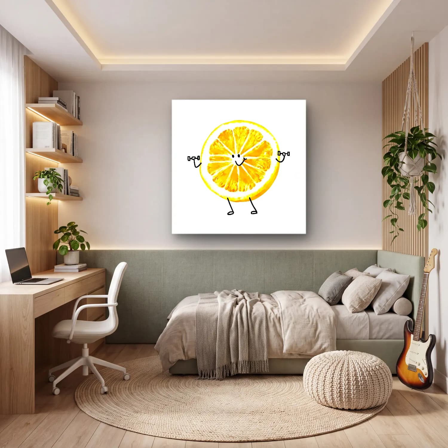 Sevimli İllüstrasyon Limonlar No. 4 cam tablo — genç odasında