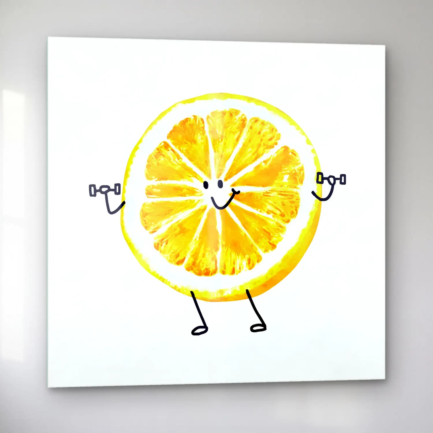 Sevimli İllüstrasyon Limonlar No. 4 cam tablo — sol açıdan görünüm