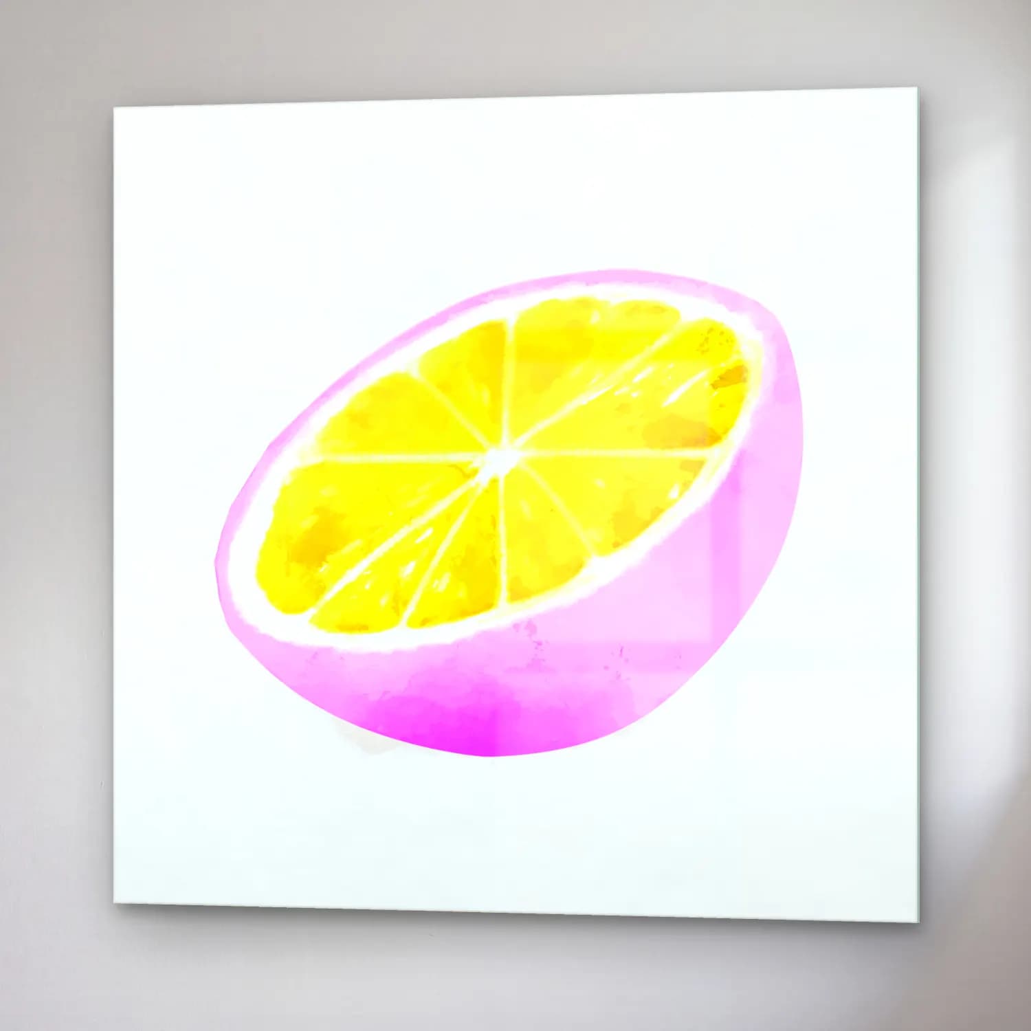 Suluboya Limonlar – Pembe Tonlar cam tablo — sağ açıdan görünüm