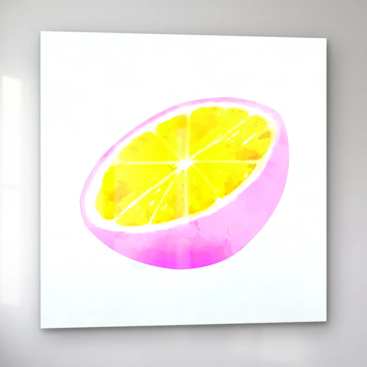 Suluboya Limonlar – Pembe Tonlar cam tablo — sol açıdan görünüm