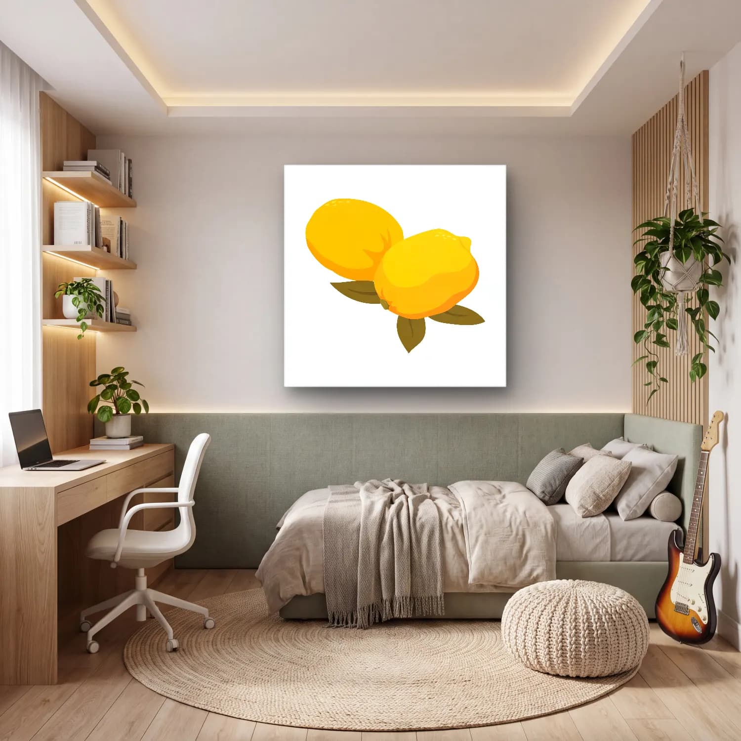 Sevimli İllüstrasyon Limonlar No. 5 cam tablo — genç odasında