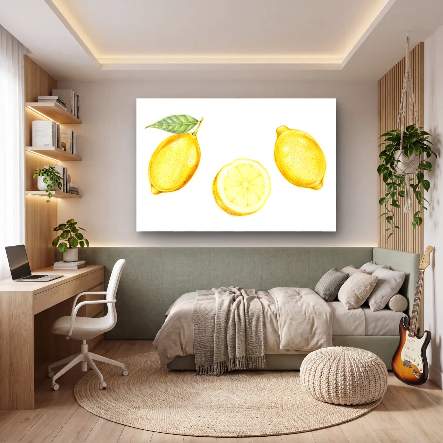 Botanik İllüstrasyon Limonlar No. 7 cam tablo — genç odasında