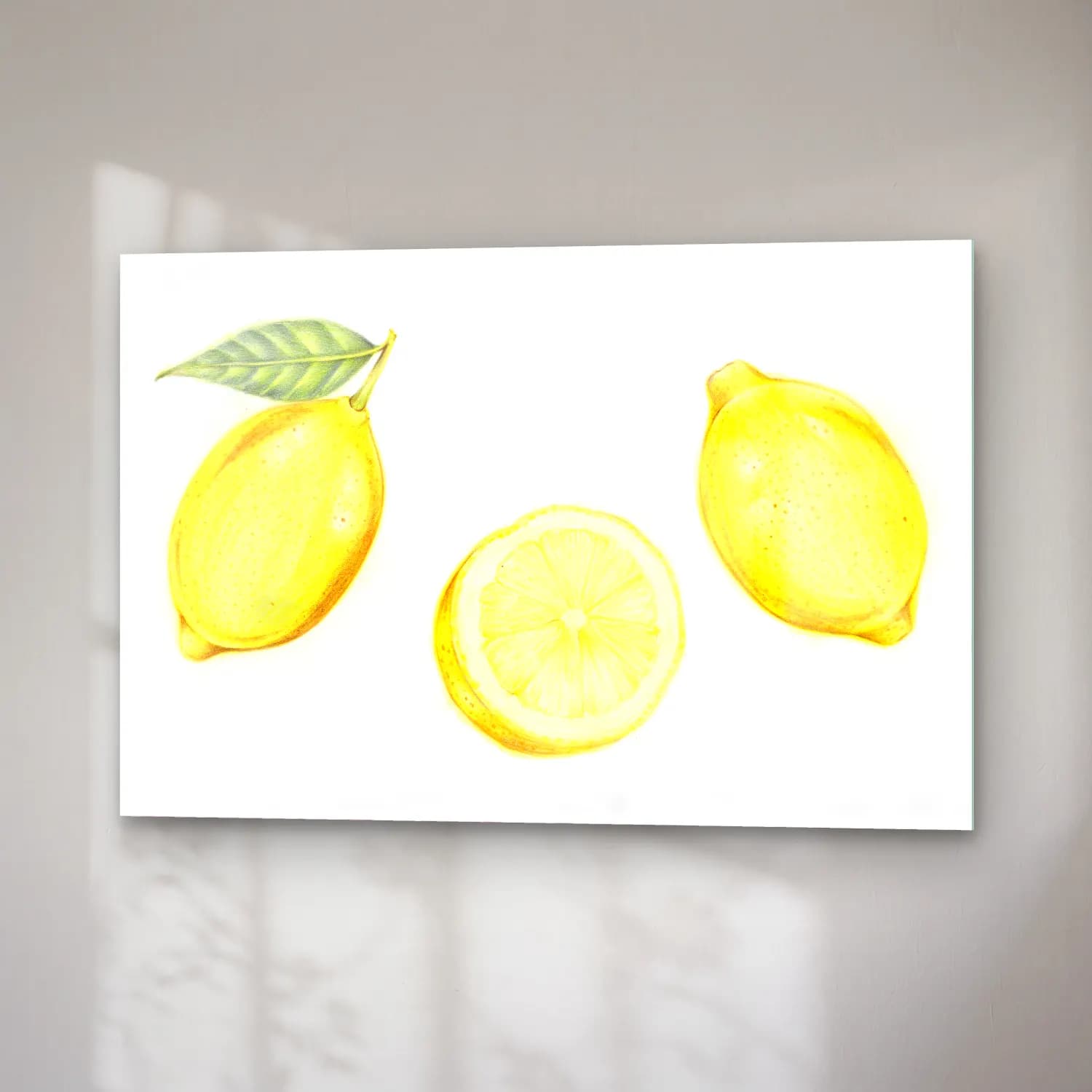 Botanik İllüstrasyon Limonlar No. 7 cam tablo — sağ açıdan görünüm