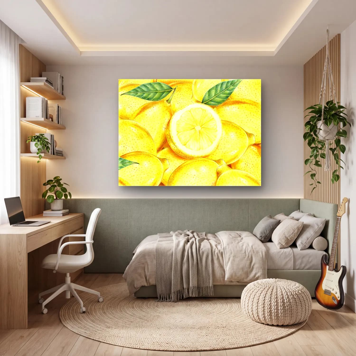 Botanik İllüstrasyon Limonlar No. 8 cam tablo — genç odasında