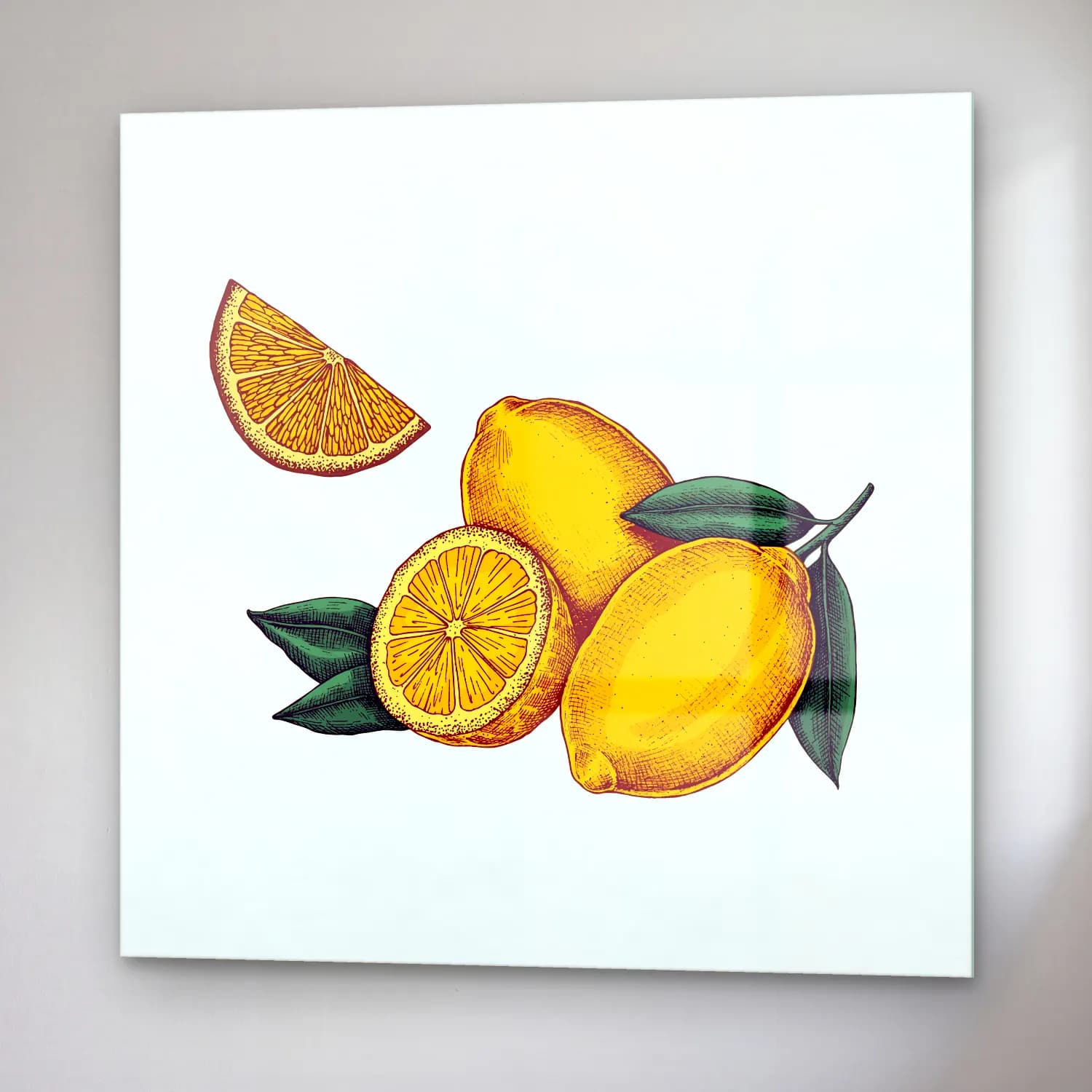 Vintage Limonlar No. 8 cam tablo — sağ açıdan görünüm