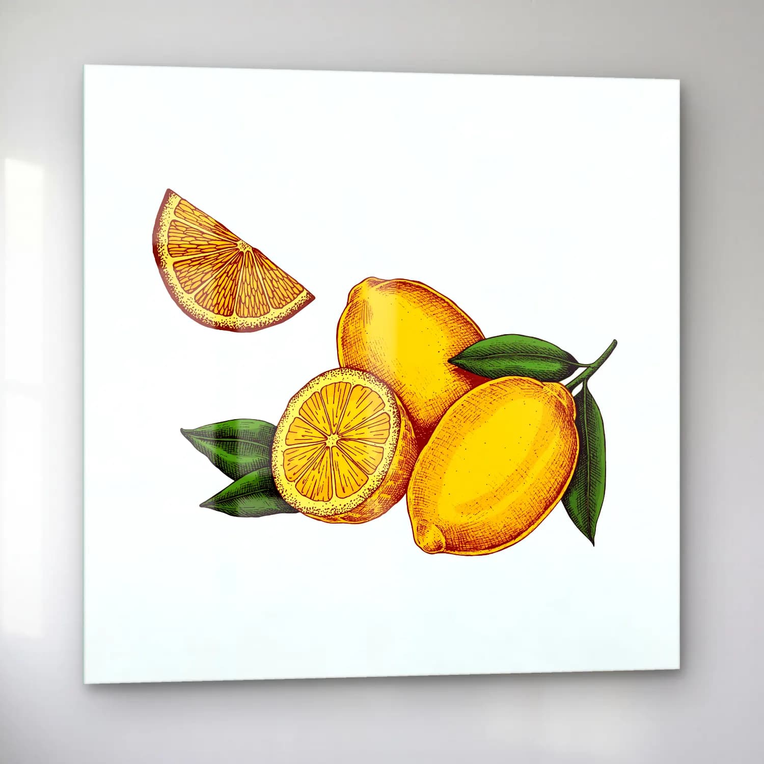 Vintage Limonlar No. 8 cam tablo — sol açıdan görünüm