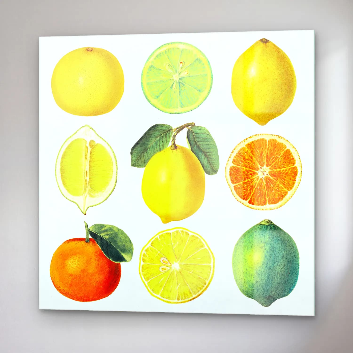 Vintage Limonlar No. 9 cam tablo — sağ açıdan görünüm