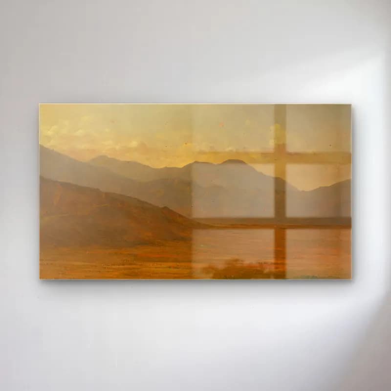 Frederic Edwin Church – Landscape VII cam tablo — Frederic Edwin Church – Landscape VII — yağlı boya dağ manzarası