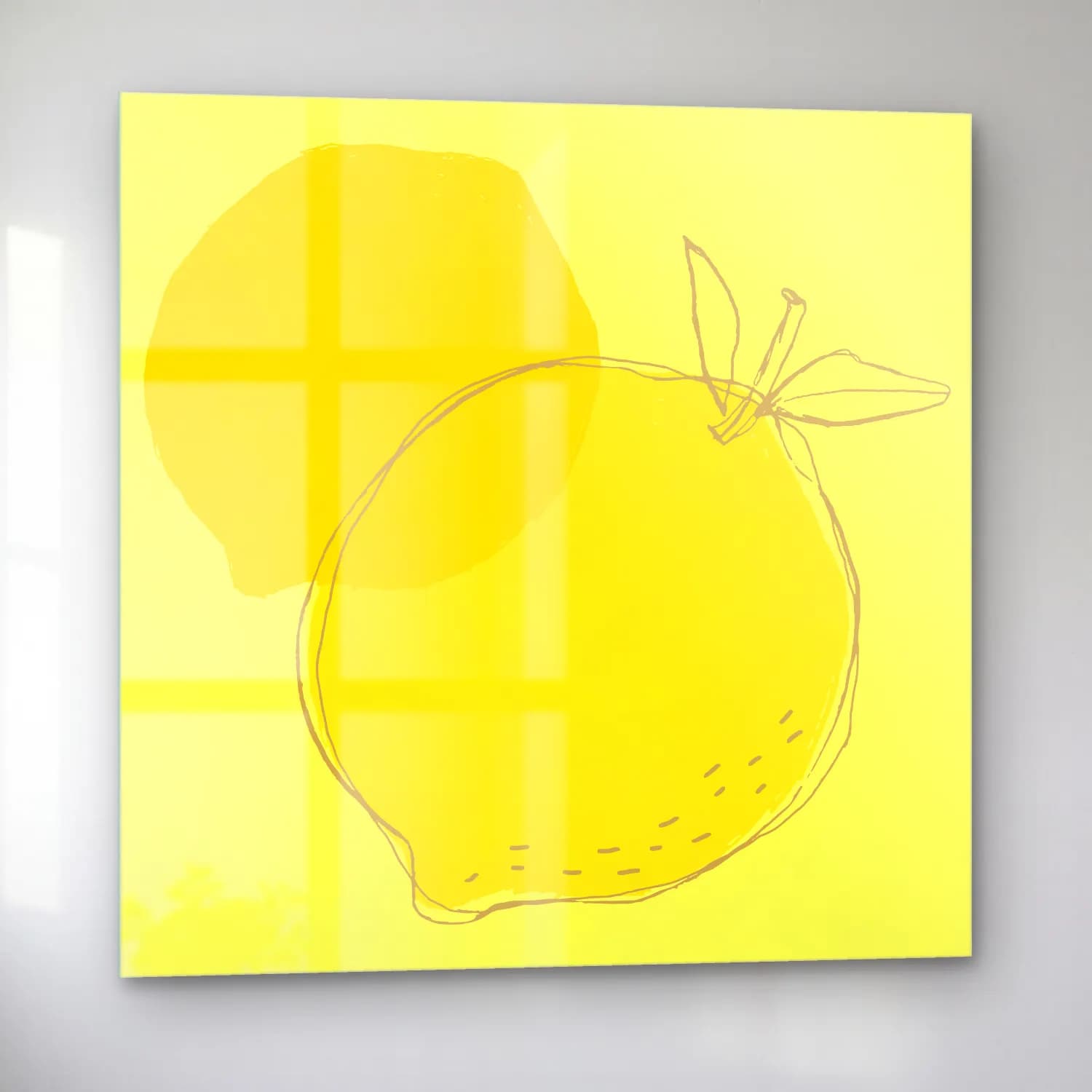 Çizgi Sanatı Limonlar – Sarı Tonlar cam tablo — sol açıdan görünüm