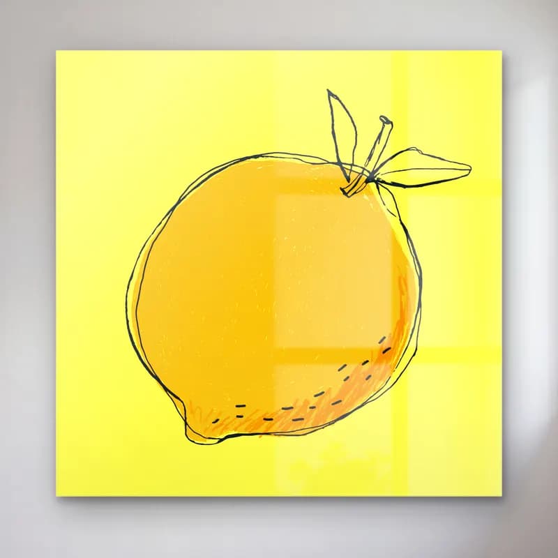 Çizgi Sanatı Limon Dalı No. 5 cam tablo — Çizgi Sanatı Limon Dalı No. 5 — çizgi sanatı limon dalı