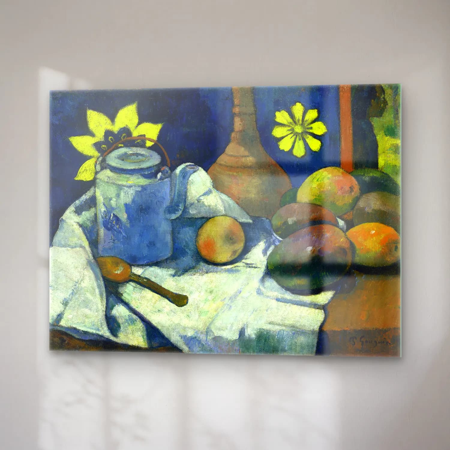 Paul Gauguin – Still Life with Teapot and Fruit cam tablo — sağ açıdan görünüm