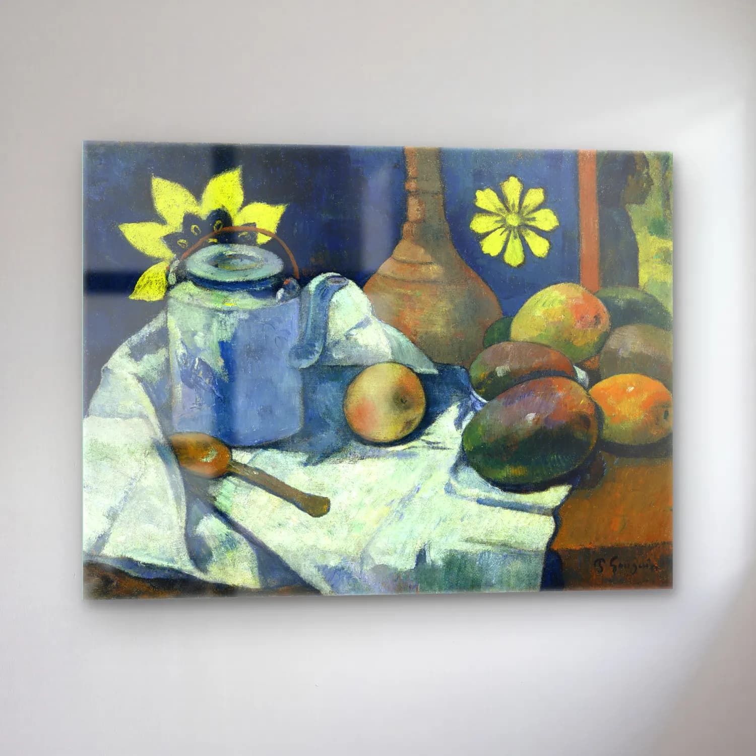 Paul Gauguin – Still Life with Teapot and Fruit cam tablo — sol açıdan görünüm