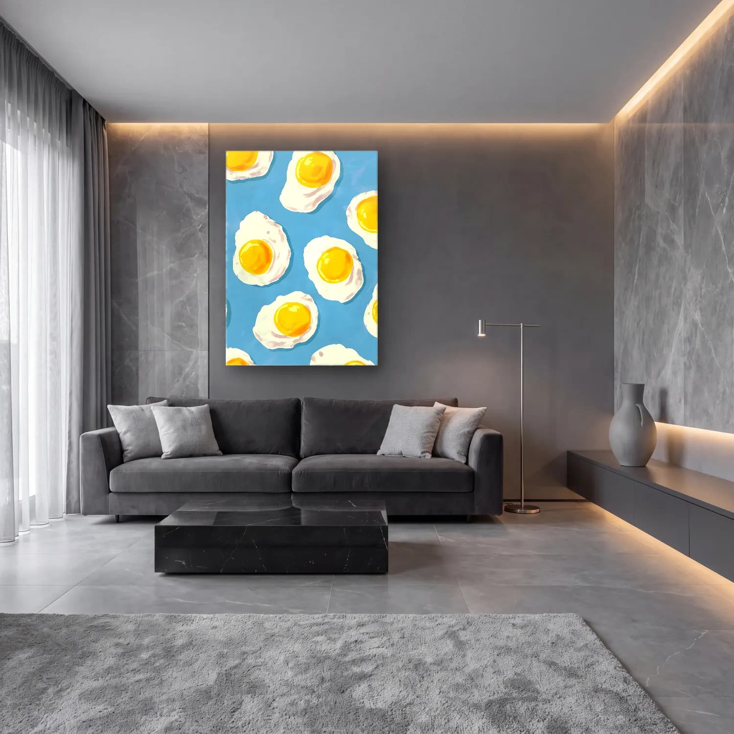 Pastel Portakallar – Sarı Tonlar cam tablo — lüks salon duvarında
