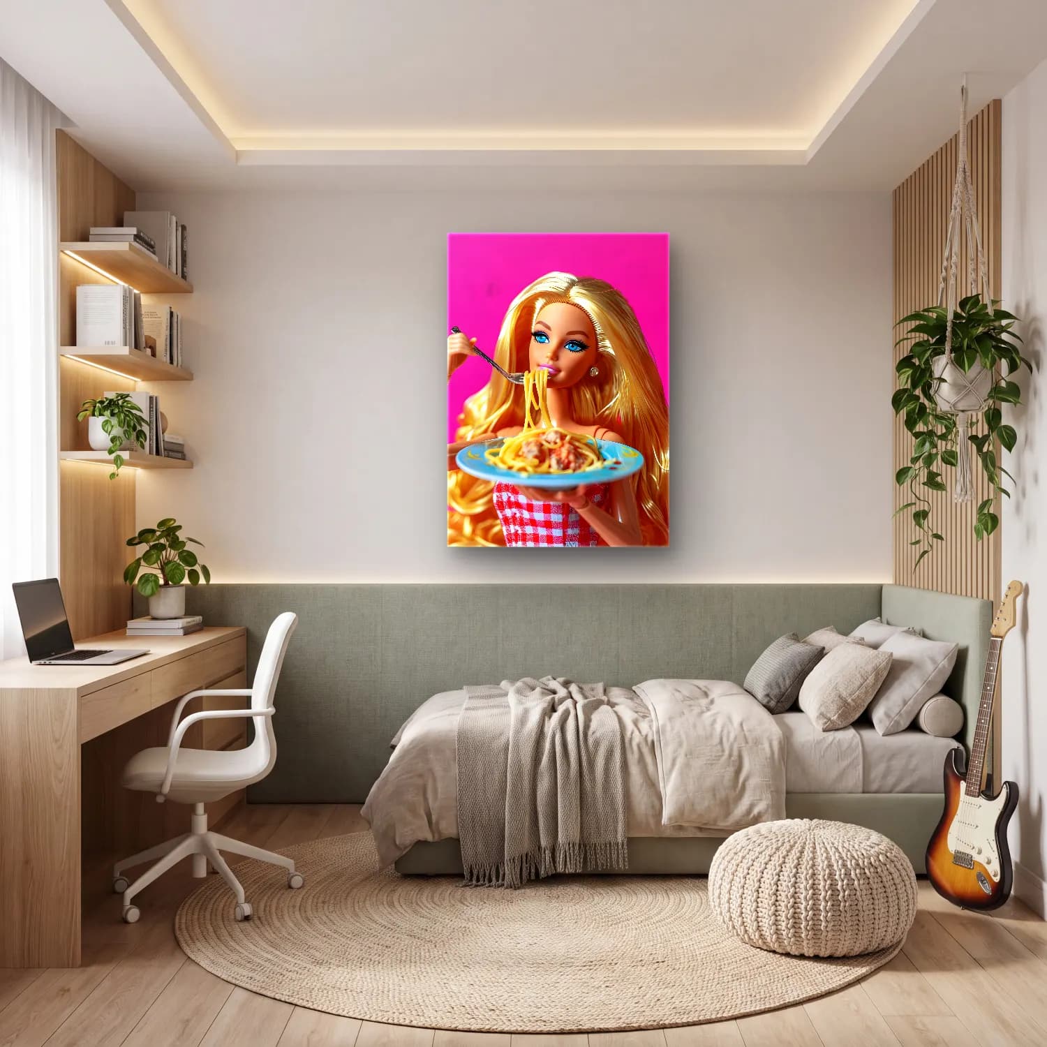 Pastel Makarna No. 3 cam tablo — genç odasında