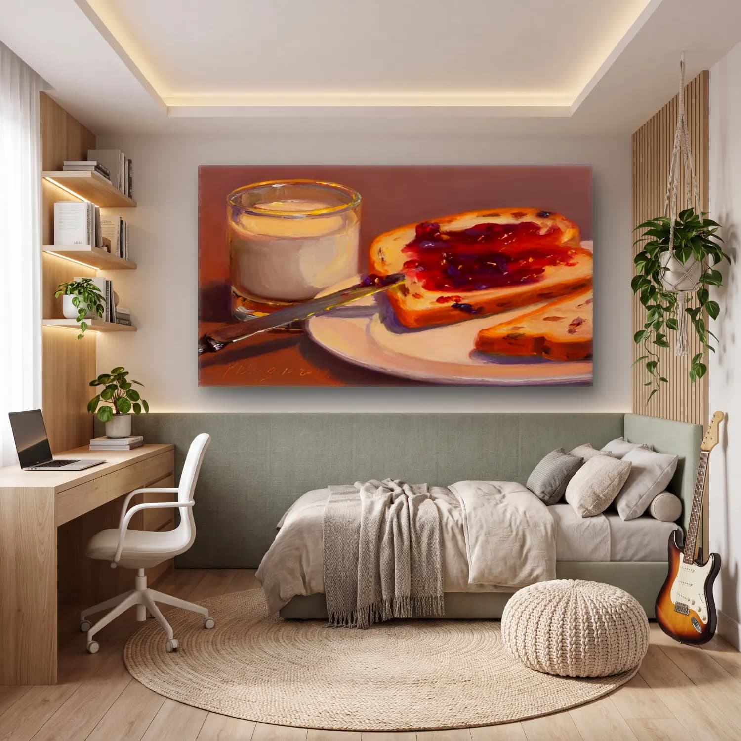 Yağlı Boya Ekmek ve Pastalar No. 9 cam tablo — genç odasında