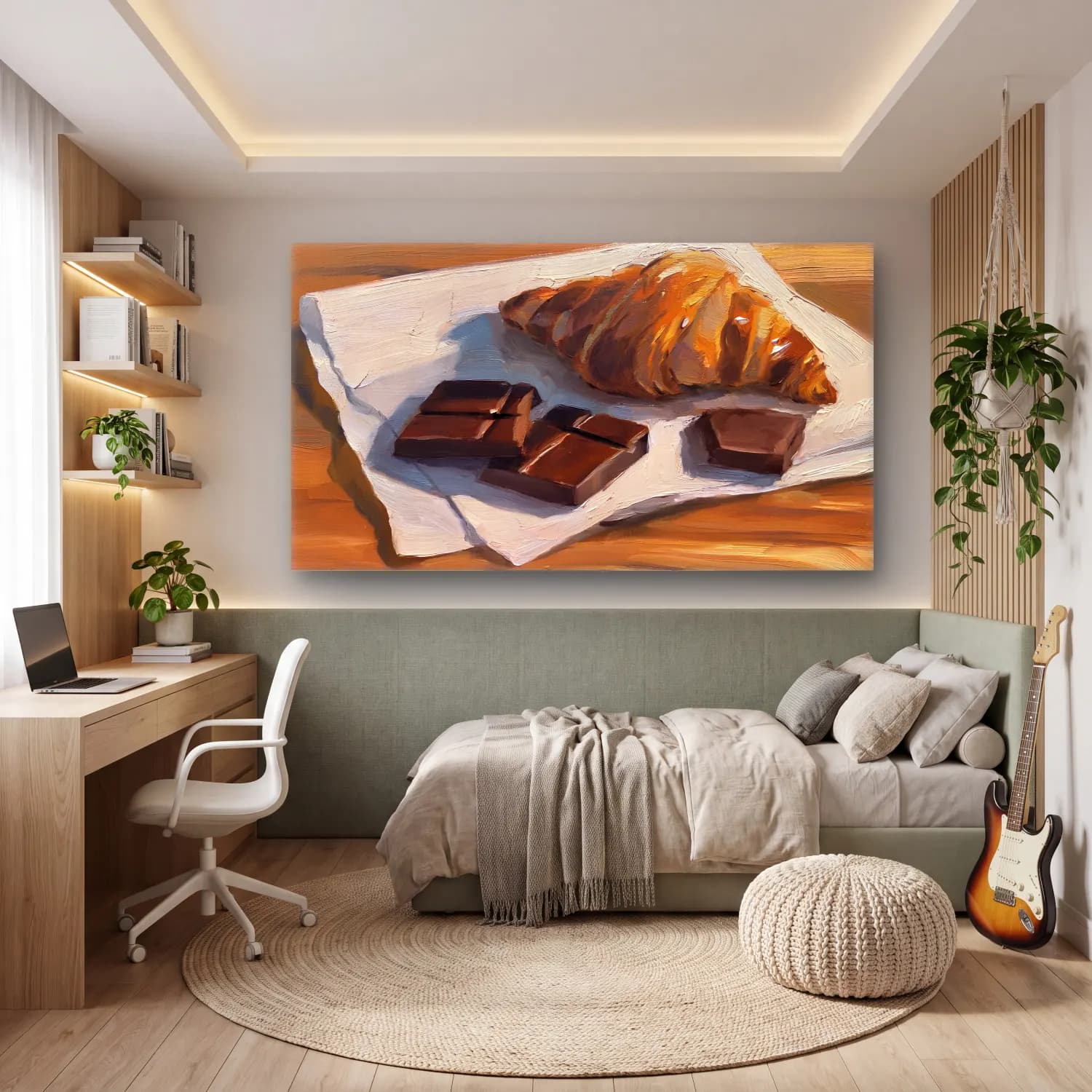 Yağlı Boya Ekmek ve Pastalar No. 12 cam tablo — genç odasında