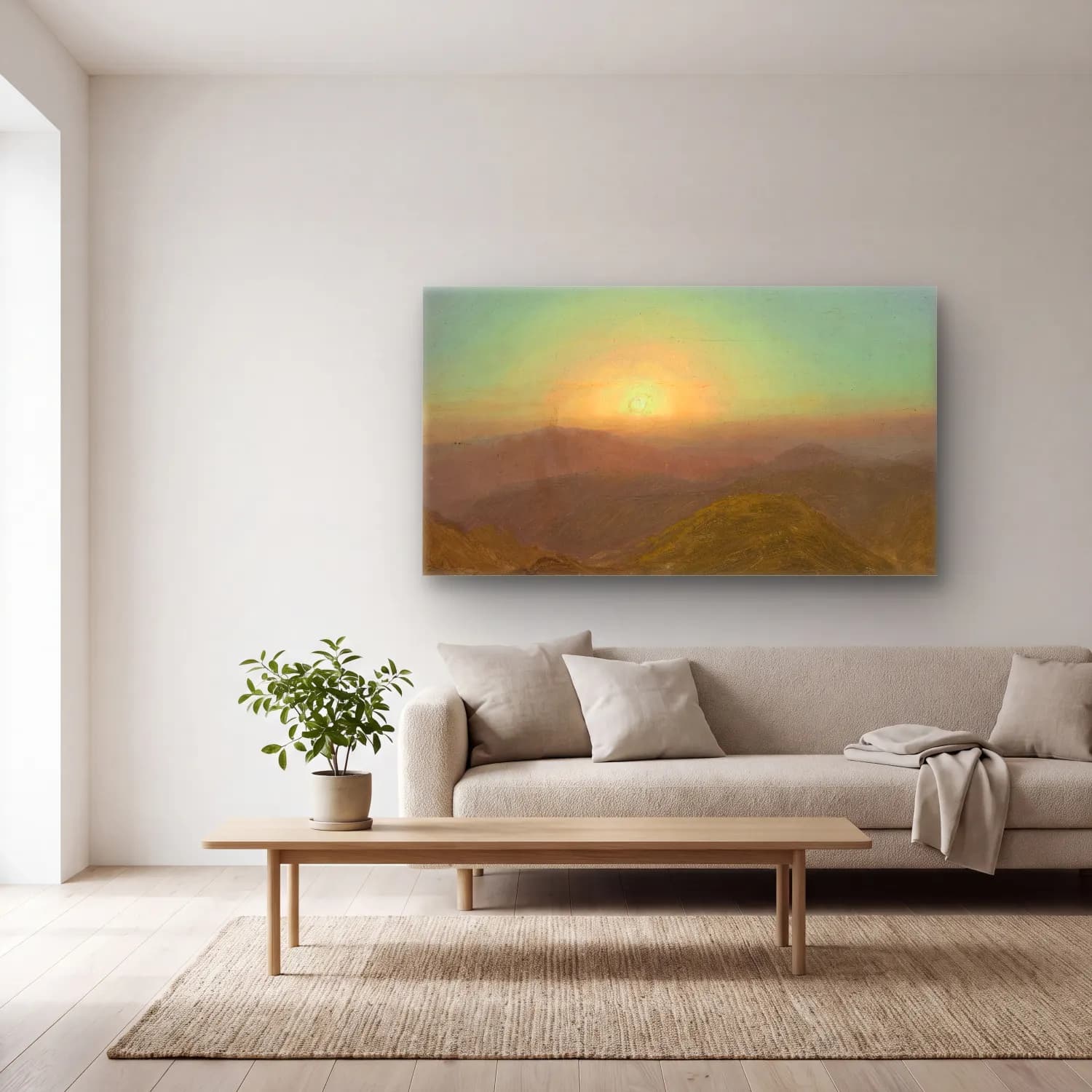 Frederic Edwin Church – Morning Landscape cam tablo — açık renk salonda