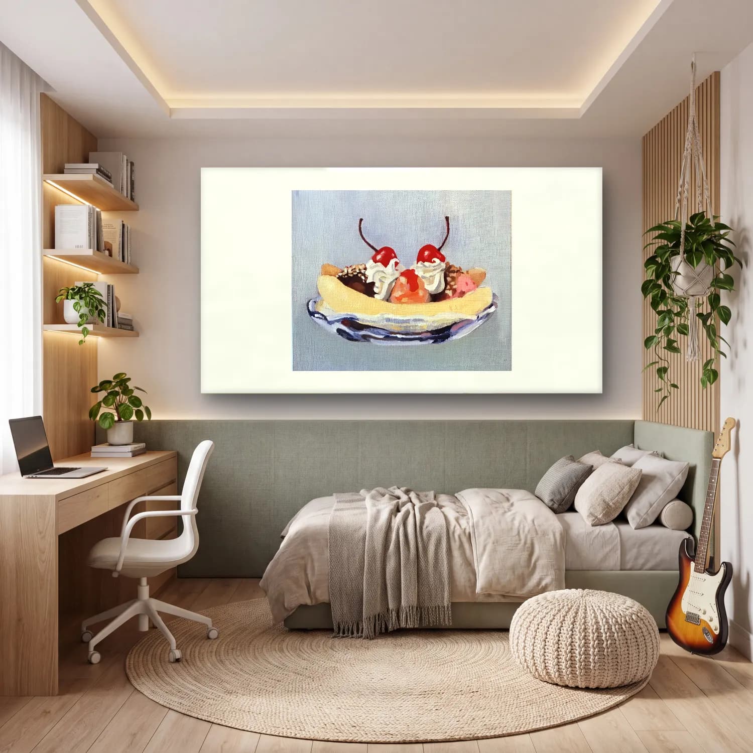 Yağlı Boya Dondurma – Pastel Tonlar cam tablo — genç odasında