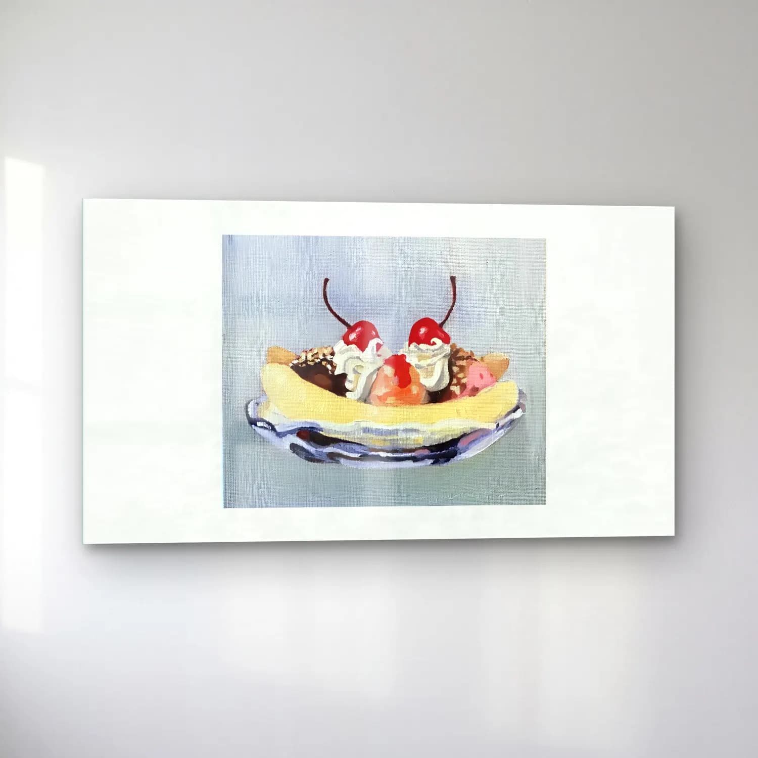 Yağlı Boya Dondurma – Pastel Tonlar cam tablo — sol açıdan görünüm