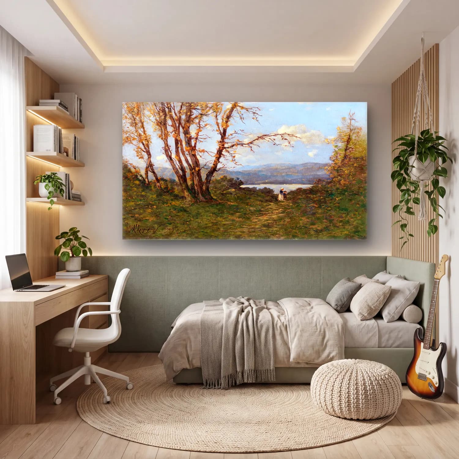 Henri-Joseph Harpignies – A Landscape cam tablo — genç odasında