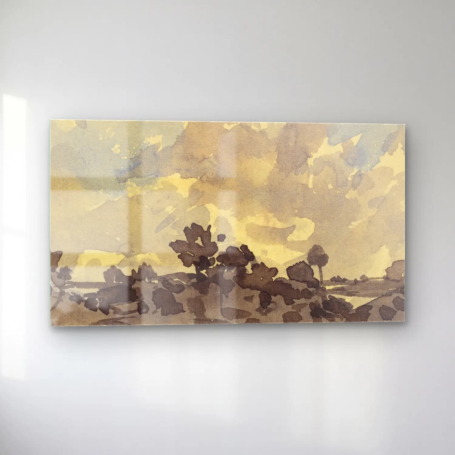 Henri-Joseph Harpignies – A Landscape with Figures Walking along a Path cam tablo — sol açıdan görünüm