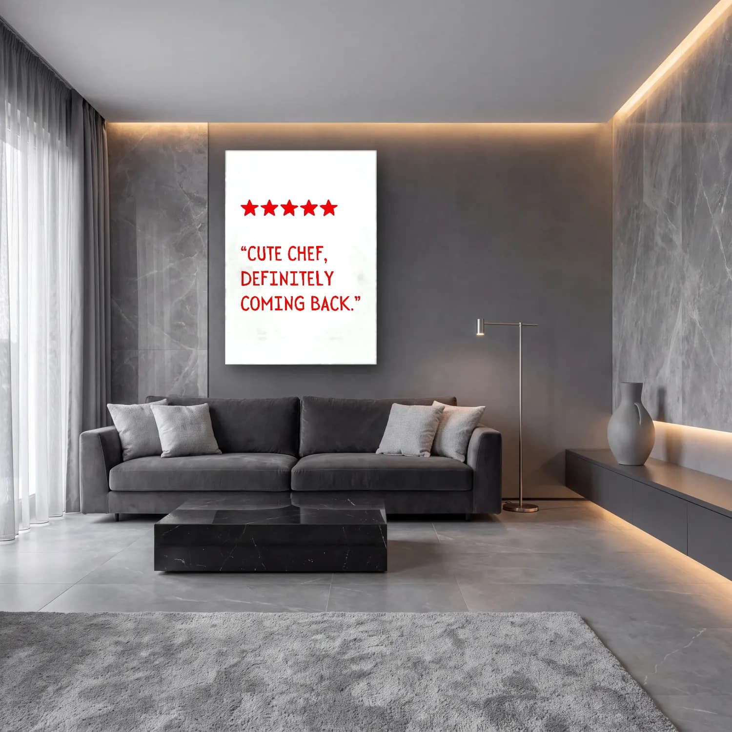 Sevimli İllüstrasyon Söz Posteri No. 3 cam tablo — lüks salon duvarında