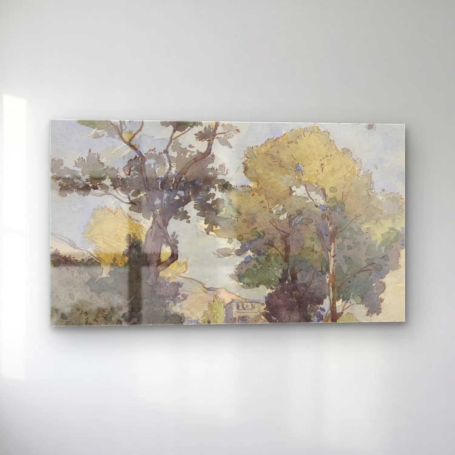 Henri-Joseph Harpignies – Landscape – Bej Tonlar cam tablo — sol açıdan görünüm