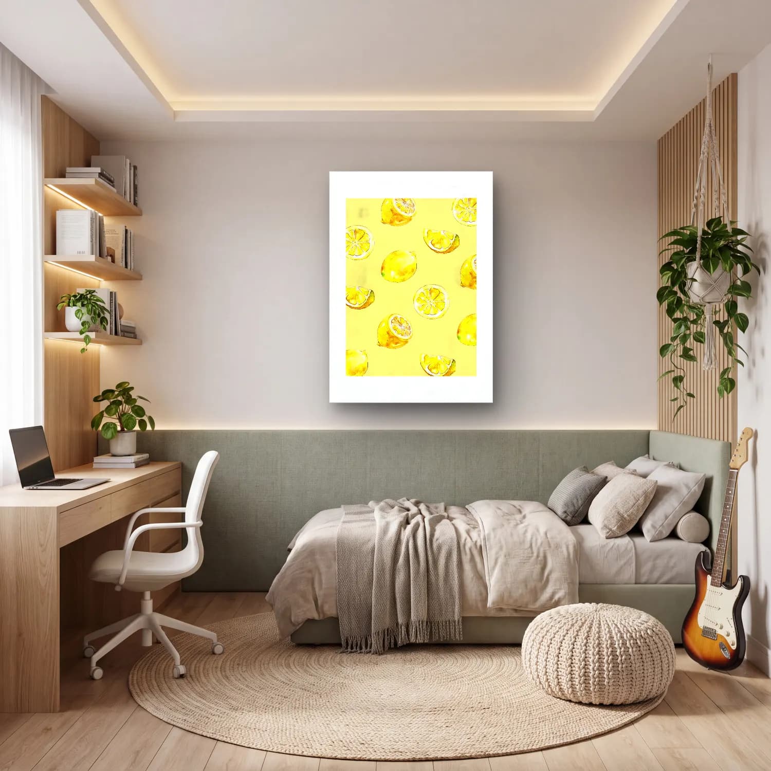 Pastel Limonlar No. 4 cam tablo — genç odasında
