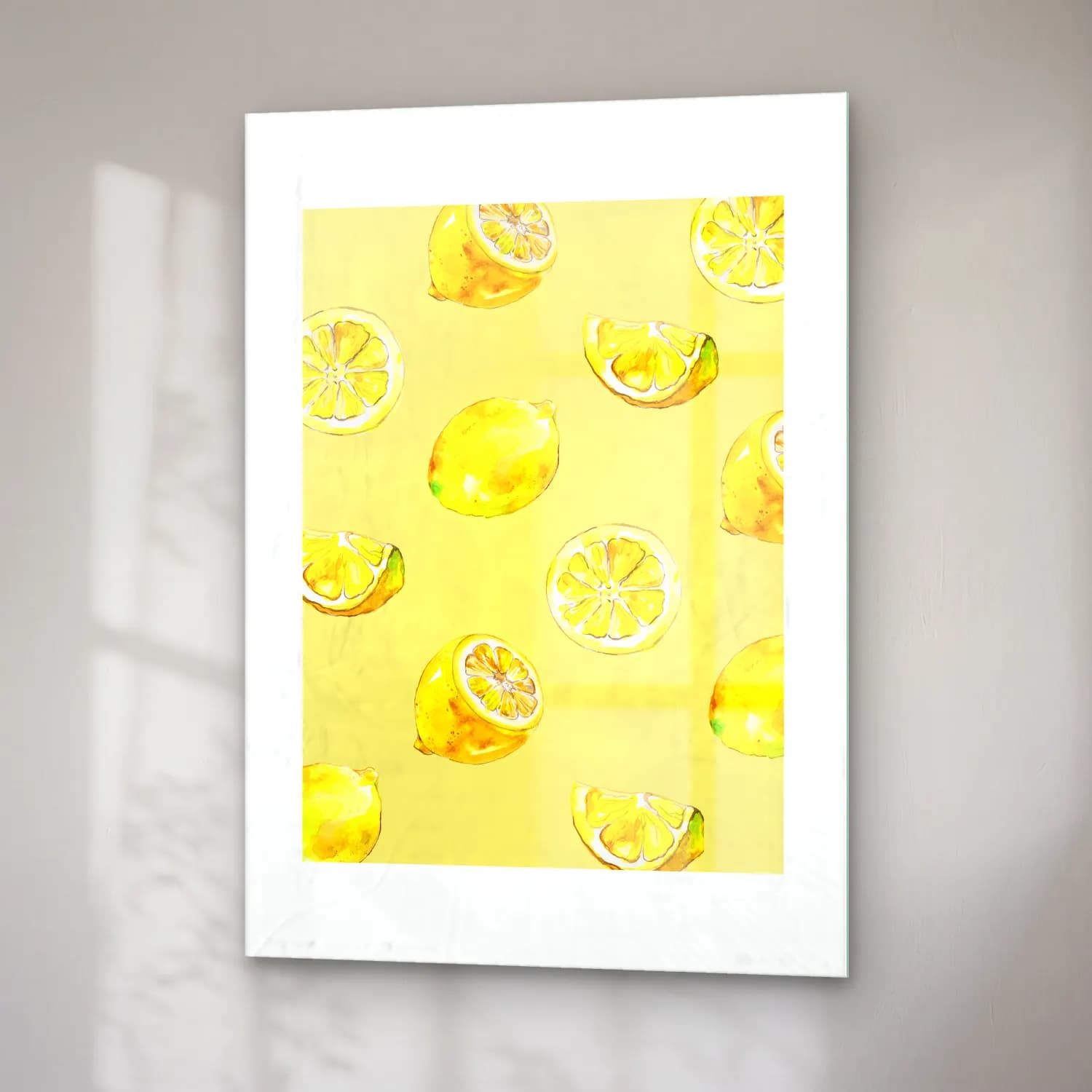 Pastel Limonlar No. 4 cam tablo — sağ açıdan görünüm