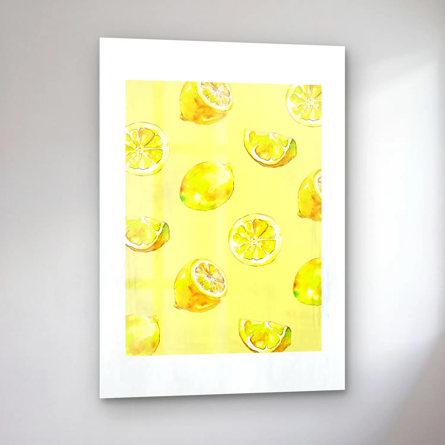Pastel Limonlar No. 4 cam tablo — sol açıdan görünüm