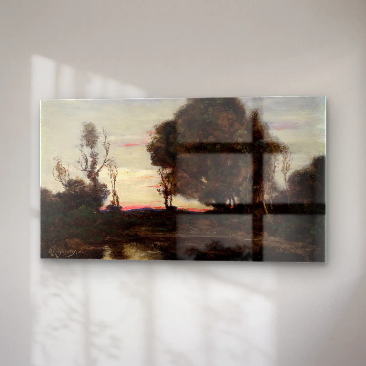 Henri-Joseph Harpignies – Landscape at Dusk cam tablo — sağ açıdan görünüm