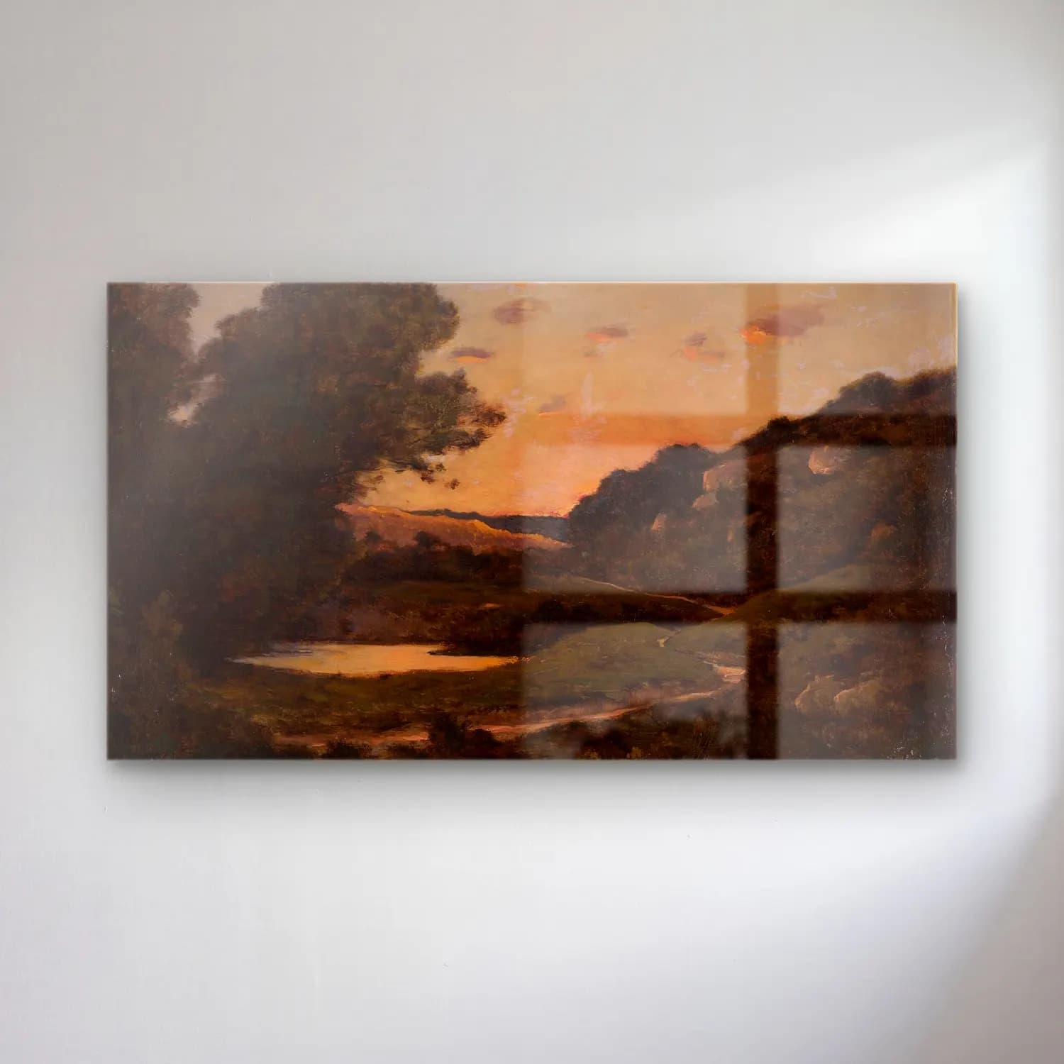 Henri-Joseph Harpignies – Landscape at Sunset cam tablo — Henri-Joseph Harpignies – Landscape at Sunset — yağlı boya kırda nehir