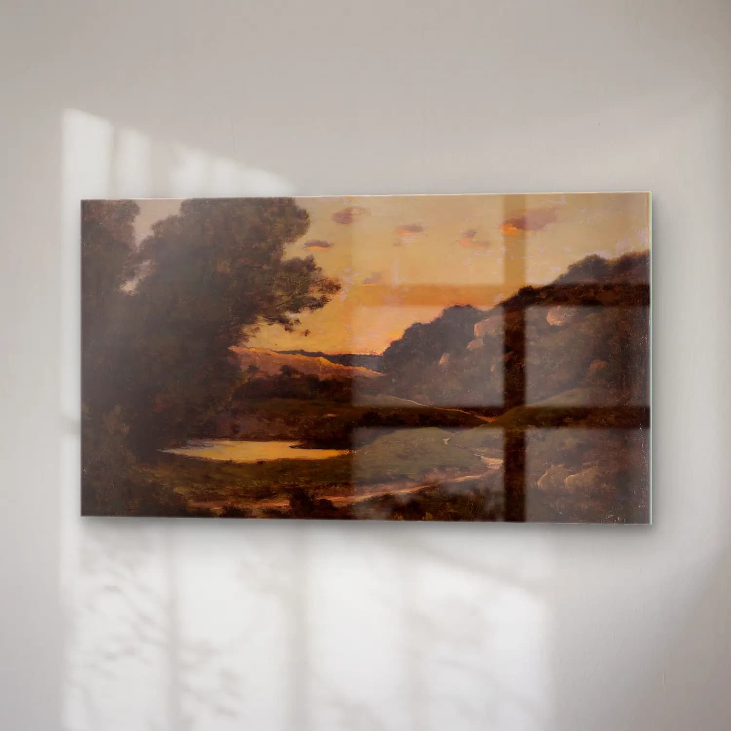 Henri-Joseph Harpignies – Landscape at Sunset cam tablo — sağ açıdan görünüm