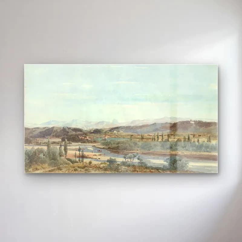 Henri-Joseph Harpignies – Landscape with a River Valley in the South of France cam tablo — Henri-Joseph Harpignies – Landscape with a River Valley in the South of France — suluboya kırda nehir