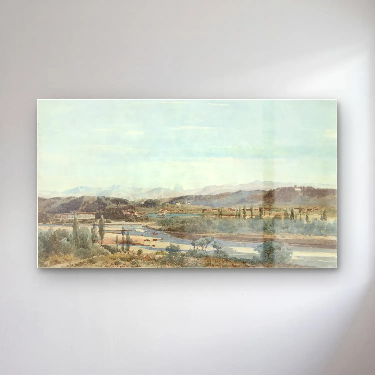 Henri-Joseph Harpignies – Landscape with a River Valley in the South of France cam tablo — Henri-Joseph Harpignies – Landscape with a River Valley in the South of France — suluboya kırda nehir